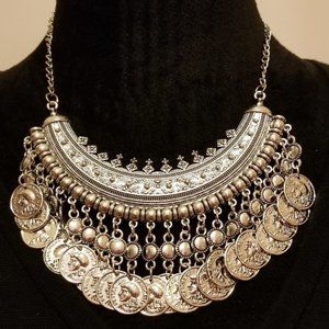 Vintage  Bohemian Choker Collier Coin Necklace